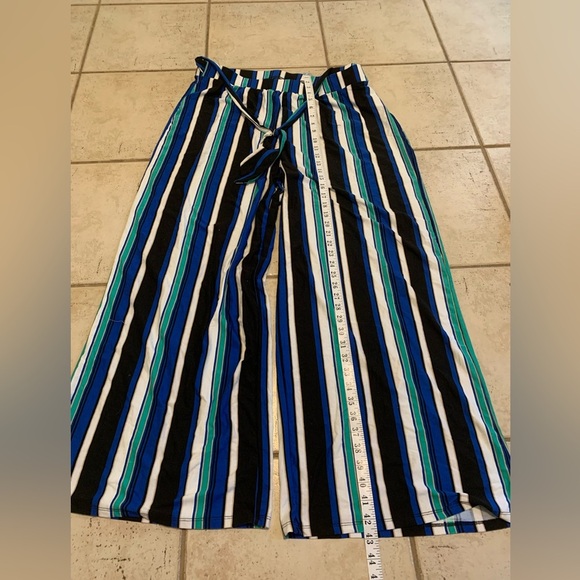 Bobbie Brooks Plus Size 3X Wide Leg Palazzo Pants | Striped Tie-Waist - Picture 5 of 6